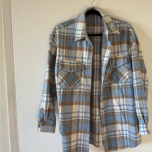 Oneëleven Blue and Brown Plaid Shacket
